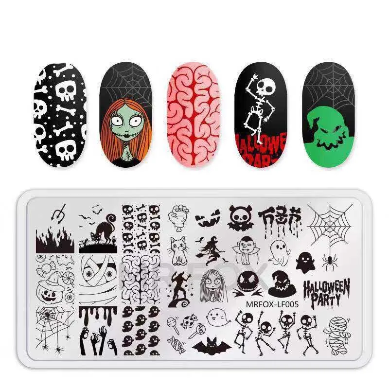 Snow Halloween Christmas Pattern Nail Stamping Plates Manicure Image Template Festival New Year Nails Stencil