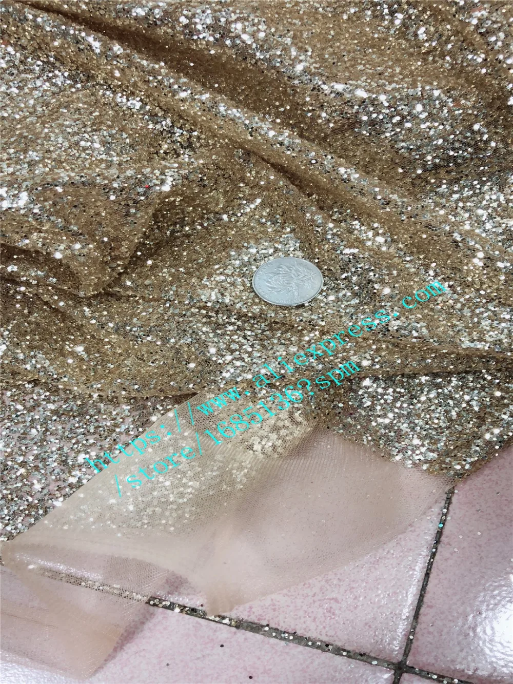 

French fashion wedding dress fabric glitter with sequins,shinning African embroidered lace for party dress H-23455