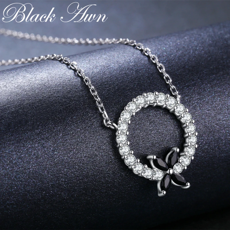 BLACK AWN New Arrival Classic 925 Sterling Silver Flower Round Pendant Necklaces for Women Fine Jewelry Gift K038