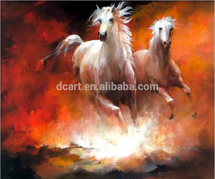 

hand painted horse painting horses on red soil white horse canvas art