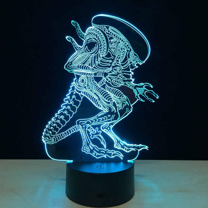 Imagem -05 - Alien vs Predator 3d Iluminação Humor Lâmpada Cores Mudando Lamparas com Cabo Usb Amigos Presente de Aniversário Decoração para Casa Navio da Gota