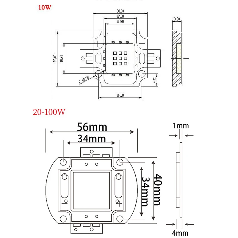 Chip 365nm 370nm UV Viola LED Lampadine Lampada A Raggi Ultravioletti 395nm 400nm 10 w 20 w 30 w 50 w 100 w di Luce Ad Alta Potenza