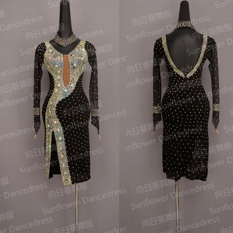 

NEW Latin dance dress black tango salsa samba dancing dress, latin dance wear , cha-cha dancewear Latin Dance robe de danse