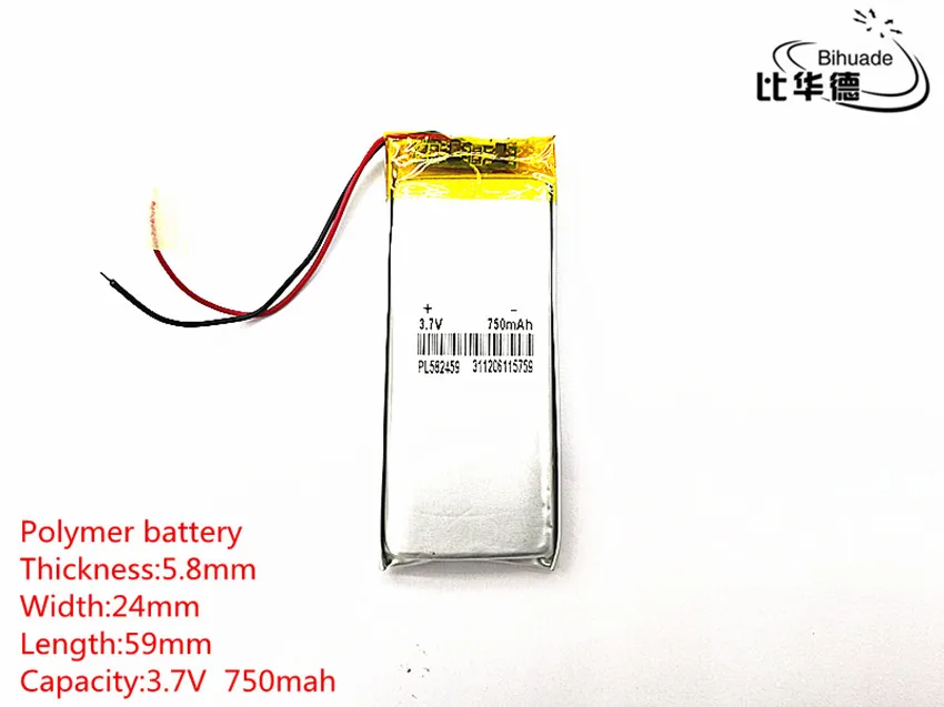 

10pcs BIHUADE 3.7V,750mAH,582459 Polymer lithium ion / Li-ion battery for TOY,POWER BANK,GPS,mp3,mp4,cell phone,speaker