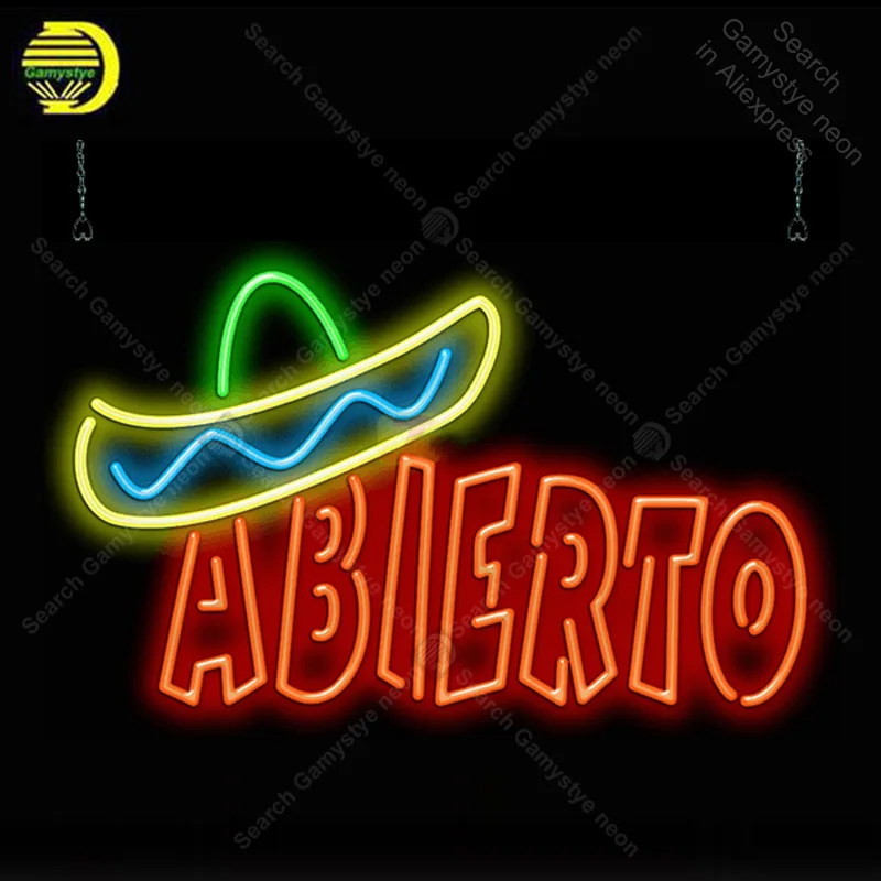 

Abierto with Graphic Neon Bulbs Sign Real Glass Tube Handcraft light Sign Recreation Hotel Iconic Neon Lights anuncio luminoso