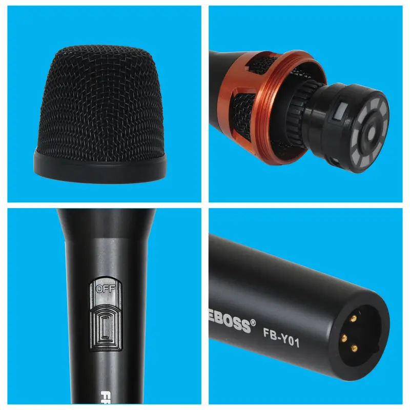 ไมโครโฟนสายไมโครโฟนแบบใช้มือถือแบบไดนามิกไดอะแฟรมขนาดใหญ่ Cardioid ไมโครโฟนสำหรับคาราโอเกะ FB-Y01