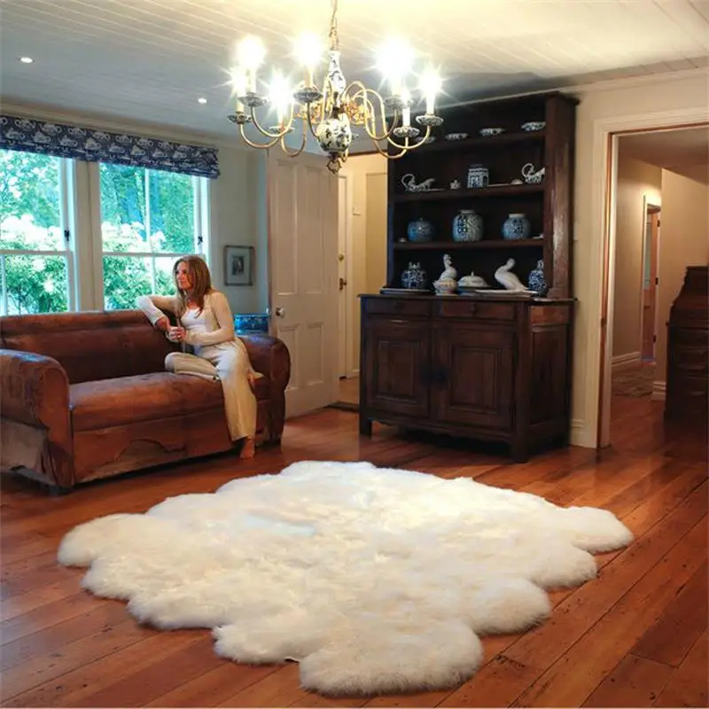 100% Wool Fur Carpets For Living Room Home Warm Carpet Bedroom Sofa Coffee Table Shaggy Rug Kids Tatami Floor Mat Fluffy Rugs