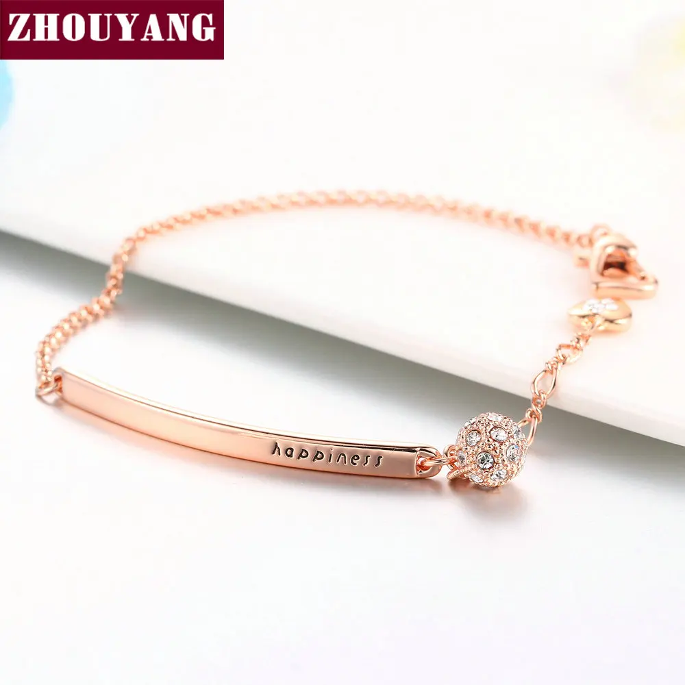 OL Style Cubic Zirconia Rose Gold Color Ball Fashion Party Charm Bracelets & Bangles Jewelry Top Quality ZYH196