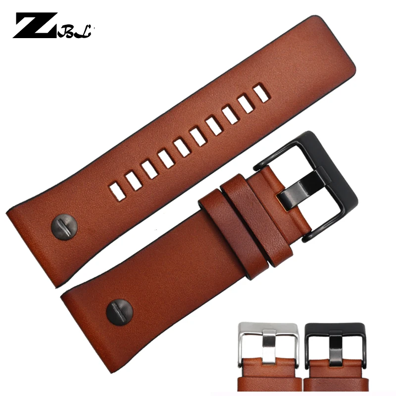 28mm bracelet leather watch strap  color watchband for diesel watches band with nail DZ7311/7314/7332/7348 wristwatches belt