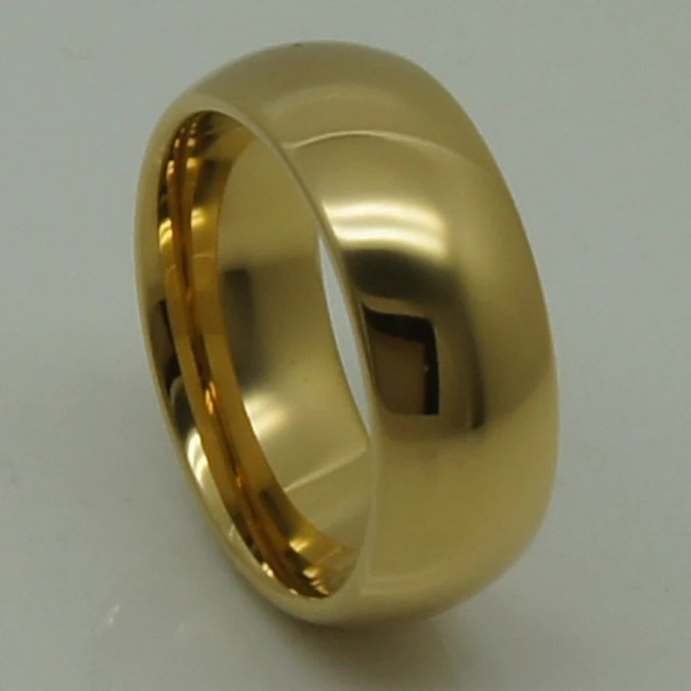 men/women 8mm dome confortable classic gold plating hi-tech scratch proof wedding tungsten ring 1pc