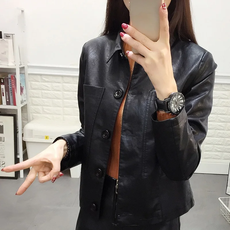 

Faux leather coat women female 2018 fashion PU faux leather jackets women trending styles black jackets women winter 2018 DD1489