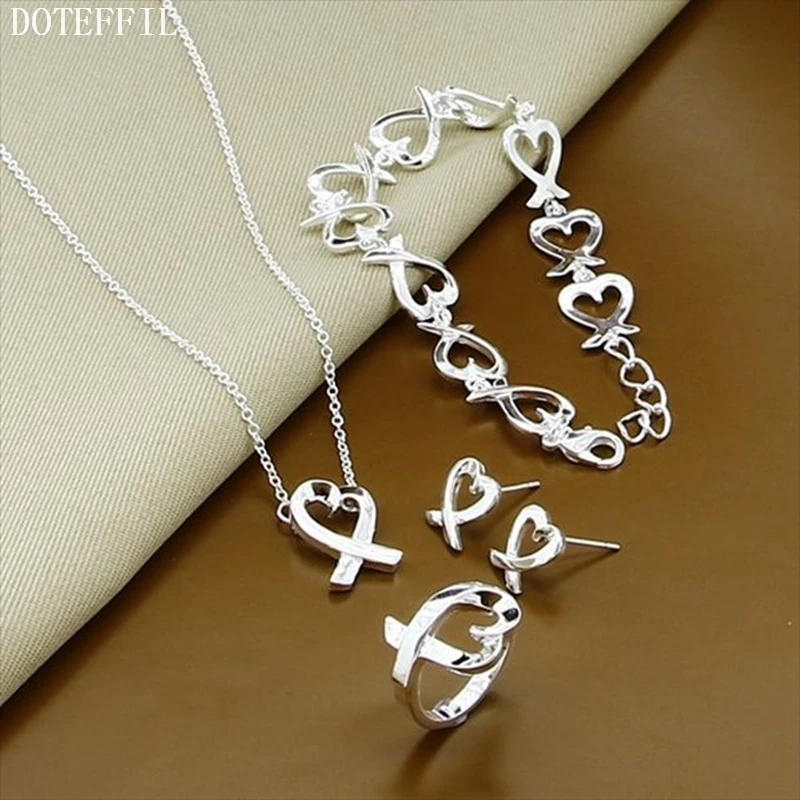 

Ожерелье, браслеты, серьги, кольца, серебро 925 пробы, женское сердце, ожерелье, браслеты, серьги, кольца, ювелирный набор