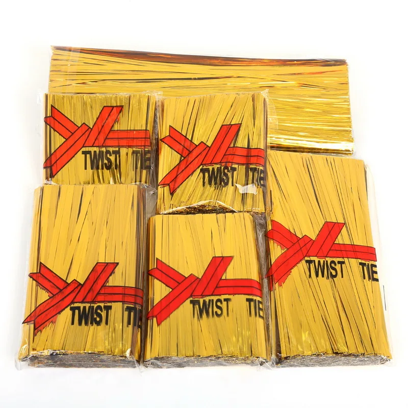 Gold Color 800pcs 4mm Metallic Twist Ties Wire For Cake Pops Sealing Cello Bags Lollipop Packaging Rope Wire Candy Gift