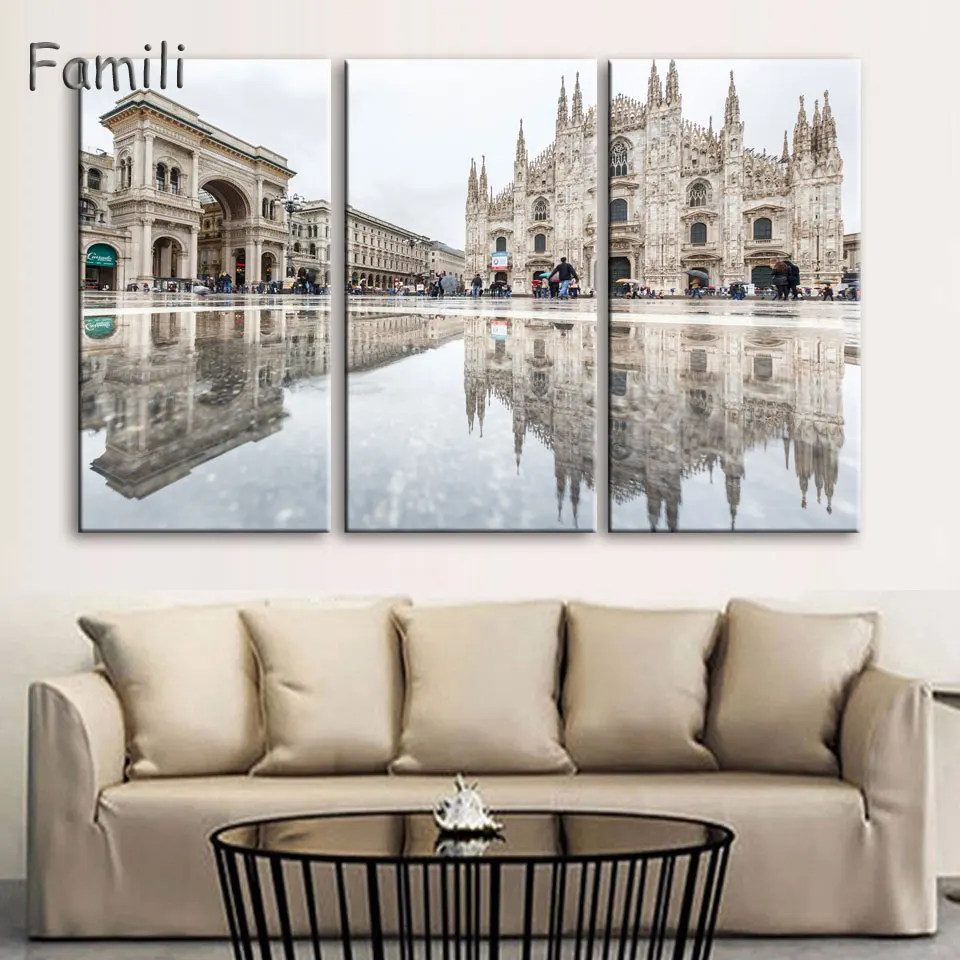 3 pieces of canvas art Rom italy night landscape on canvas HD print modern home decoration living room wall painting artwork