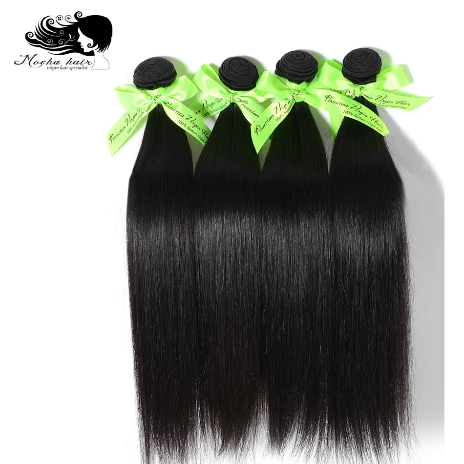 Mocha Hair  10A Peruvian Virgin Straight  Hair  Extension 8inch-26inch Nature Color  100%  Unprocessed Human Hair Weaves