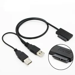 SATA to USB 2.0 6pin+7pin 13pin Adapter Cable External Power Cable for Laptop Optical Drive CD/DVD ROM Slimline Drive Converter
