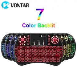 VONTAR i8 + 2.4G Mini Wireless Keyboard 7 colors backlit Touchpad Handheld Russian Air Mouse for Android TV Box T9 X96 HK1 mini