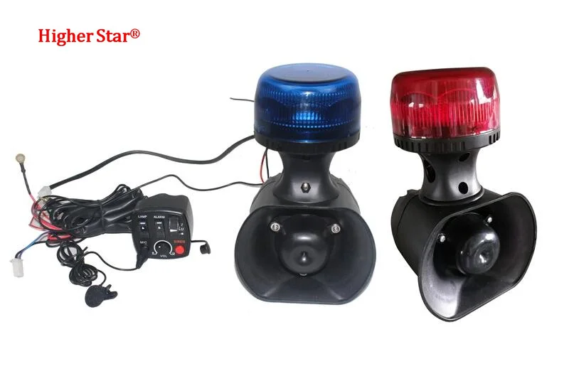 Motorcycle warning equiments 2(8W Led strobe beacon light with 3 tones 40W Siren Horn)+1 switch controller+1 microphone