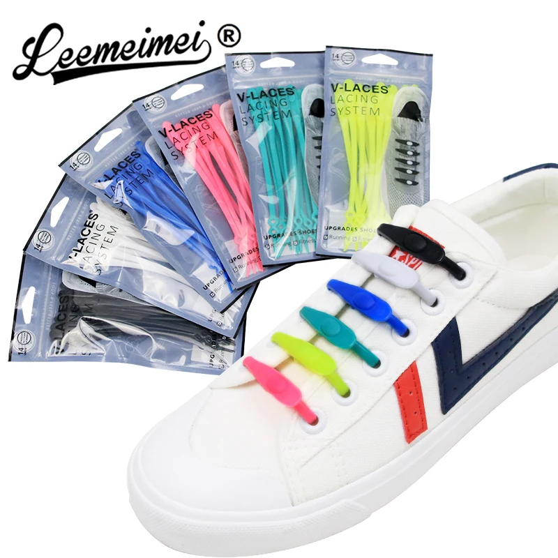 14pcs/lot Silicone Shoe laces Round Creative No Tie Shoelaces Elastic ShoeLaces for Kids Adult Unisex Running Sneaker