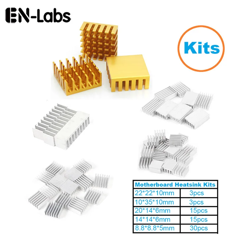 

En-Labs 1Set/66pcs Aluminum Heat Sink Radiator Heatsink Cooler Kit for Computer Motherboard, IC chipset,RAM,LAN Heat Dissipation