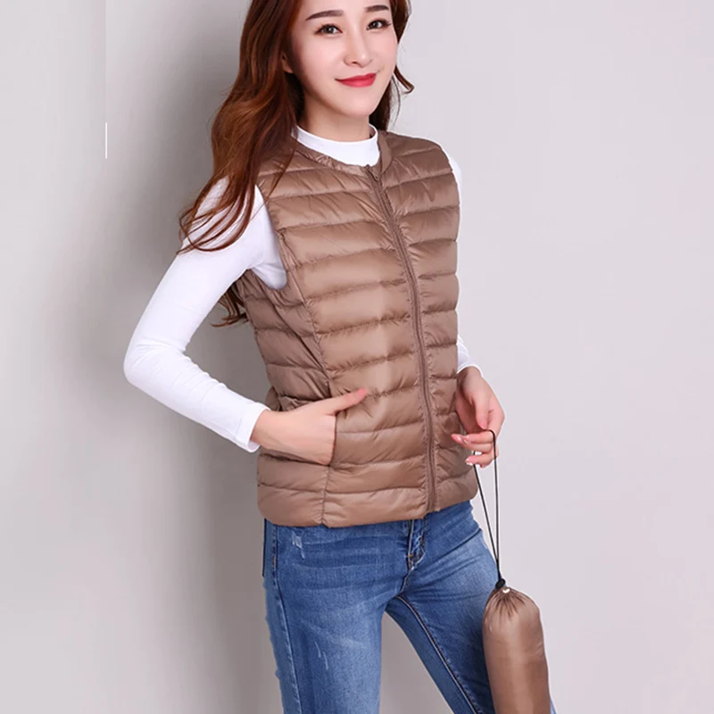 addnew white duck down women vests winter Ultra Light Duck Down sleeveless Jacket waistcoat autumn red black keep warm Waistcoat