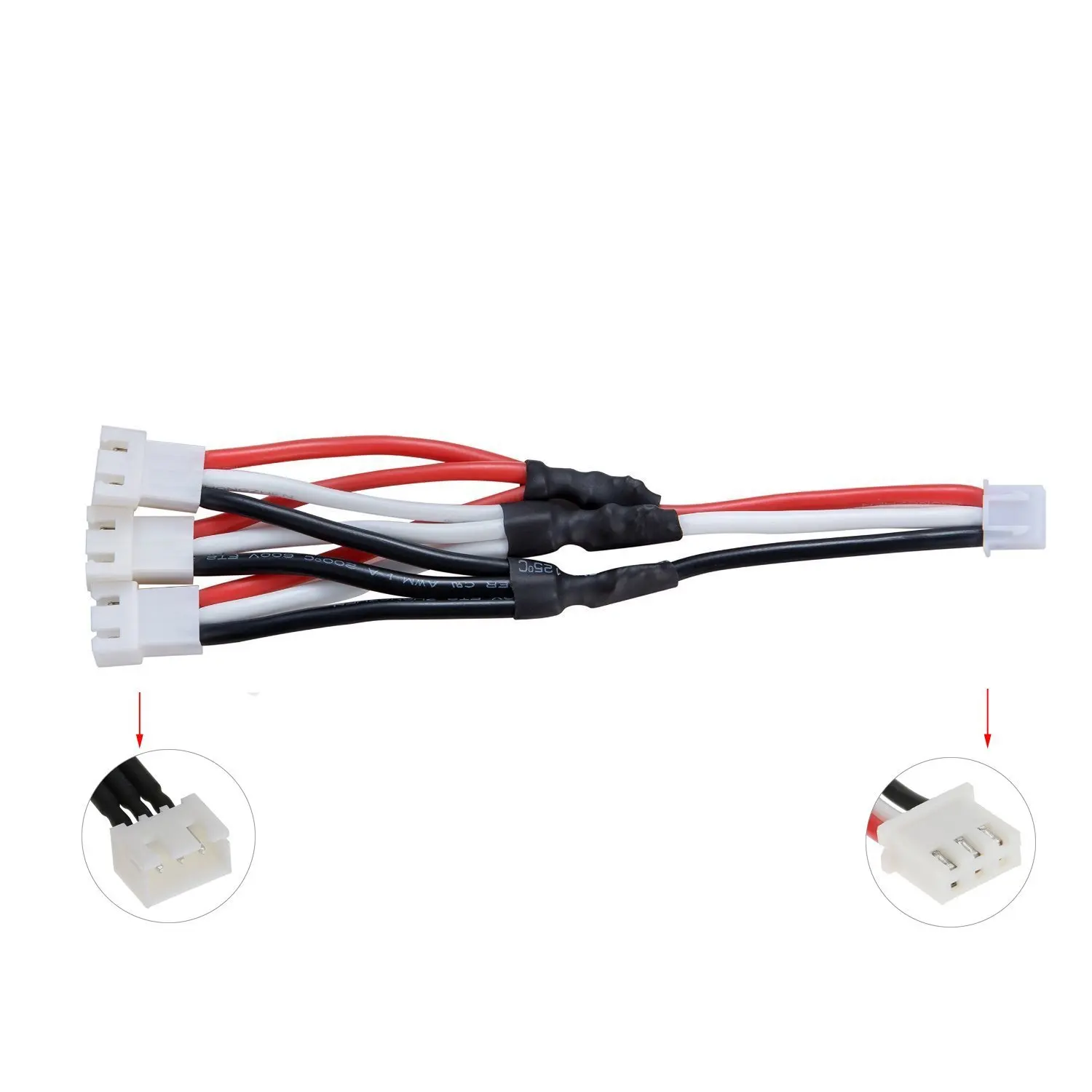 2pcs* EBOYU 7.4V 1 to 3 Battery Charging Cable for 7.4V Li Battery RC Car Boat Airplane Drone Quadcopter Truck