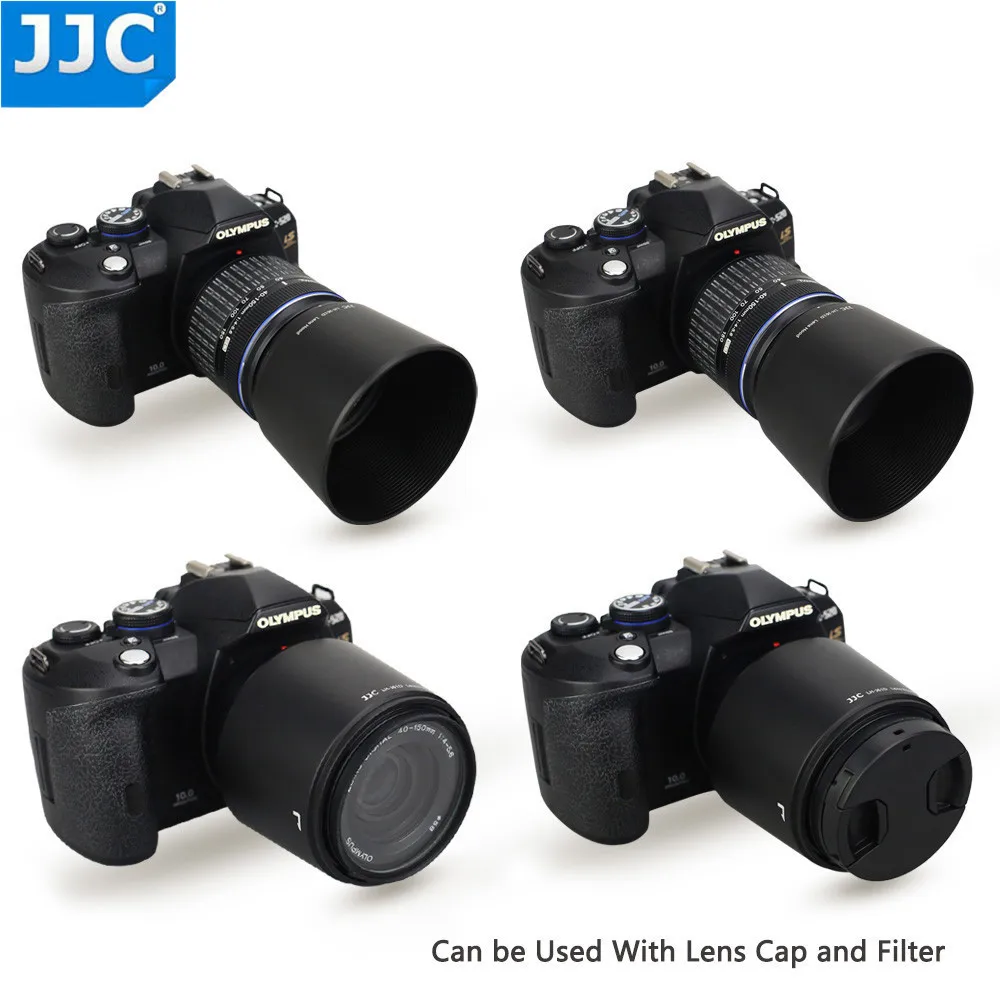 JJC Reversible Lens Hood Shade For OLYMPUS M.ZUIKO  DIGITAL ED 40-150mm 1:4.0-5.6 R Repaces Olympus  LH-61D Black Silver