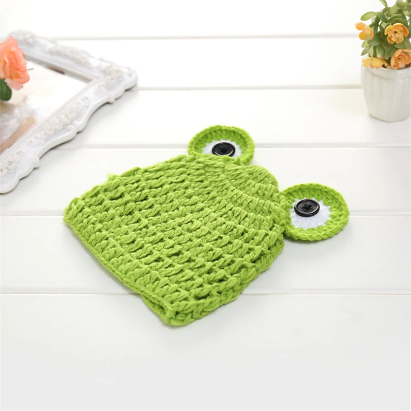 Frog Baby Newborn Hat Autumn Winter Knitted Crochet Infant Photography Hat Props Pictures Accessories