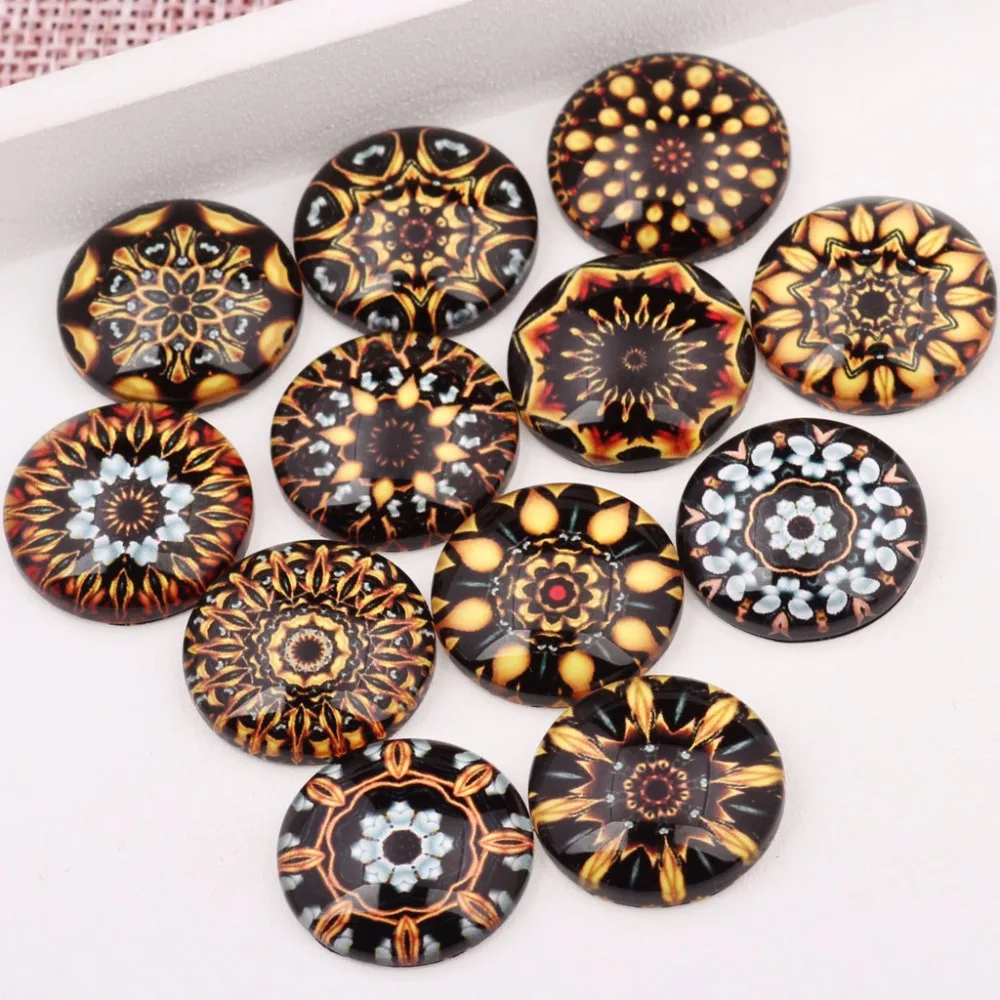 

onwear mixed gold mandala photo round glass cabochon 10mm 12mm 14mm 16mm 18mm 20mm diy flatback jewelry pendant findings