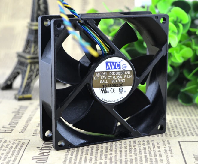 

AVC 8025 12V 0.35A DS08025B12U four wire double ball large air volume fan