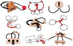 Magic Rope Metal Wooden Puzzle Logic Brain Teaser String Puzzles Game for Adults Kids