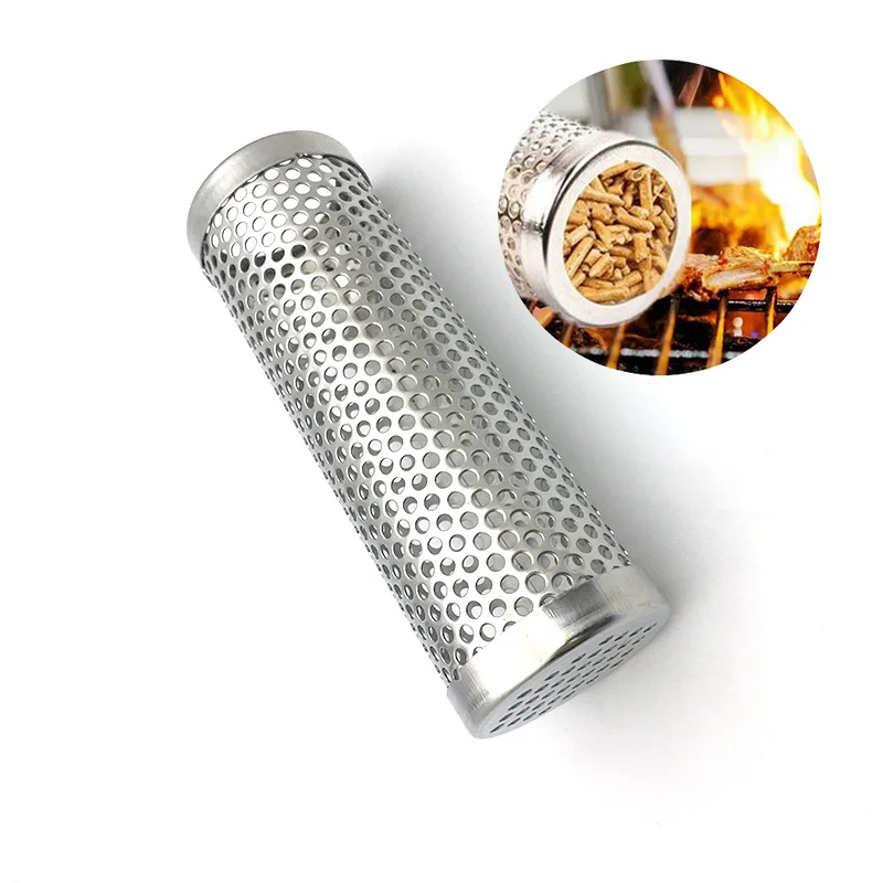 BBQ Smoke Generator Tube Stainless Steel Grill Smoking Mesh Cube Barbecue Smoker Box Wood Pellet Kitchen Outdoor Camping Tools