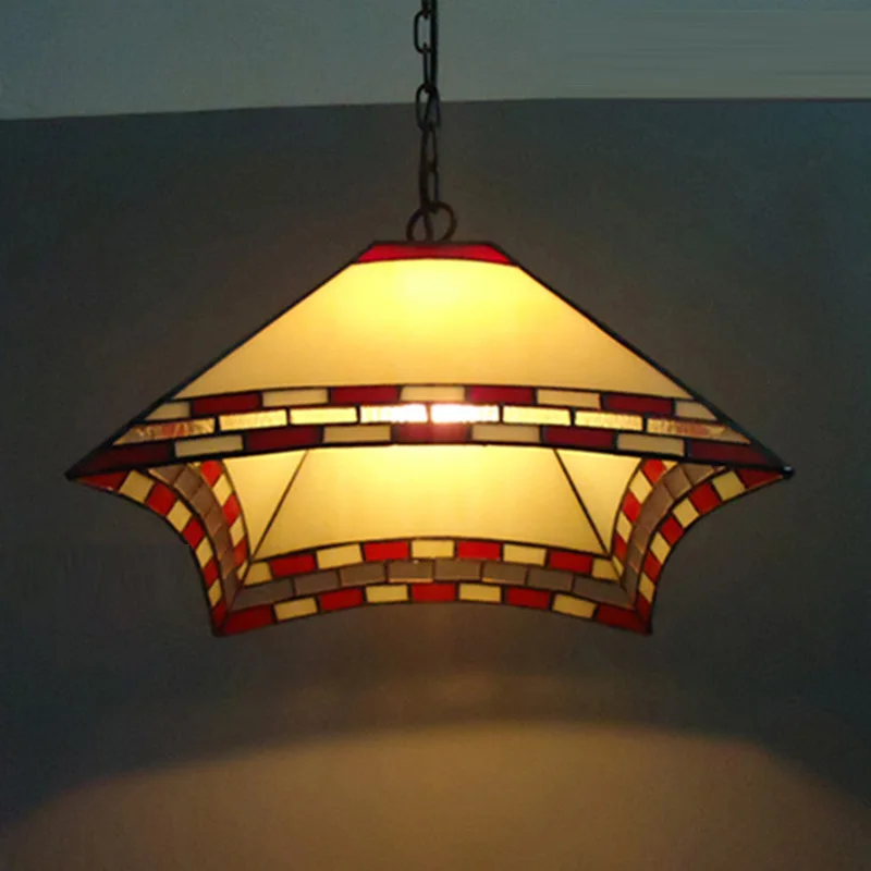 

Vintage 12" Width Tiffany Corrider Pendant Light Classical Colorful Glass Spliced Balcony hallway Pendant Light