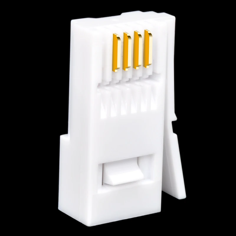 CNCOB 6P4C British crystal head, telephone line connector RJ11 modular plug Cat3 4-pin connector, bending resistant shrapnel