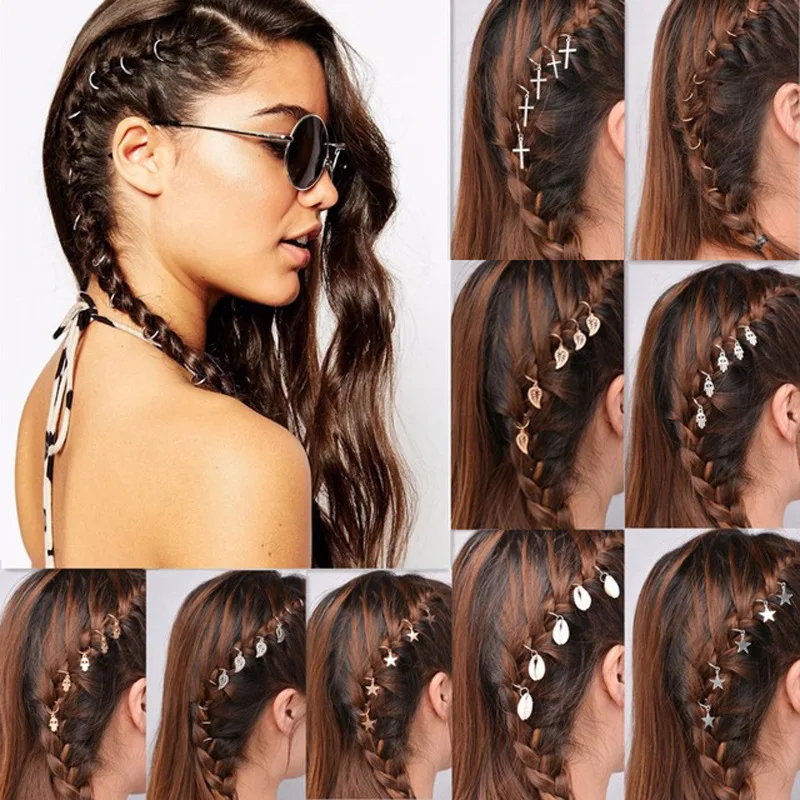 200 teile/schachtel Mischen verschiedene Metall Blätter Ring Haar braid Dreadlocks Perlen Clips Haar Dekoration Zubehör mit Lagerung Box