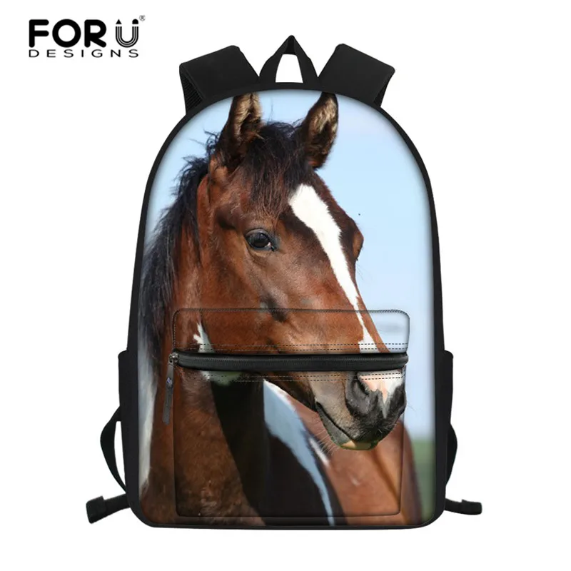 

FORUDESIGNS Girls Children Student School Bag Horse Shark Animal High Capacity Women Backpack Travel Bag Laptop Pack Bagpacks