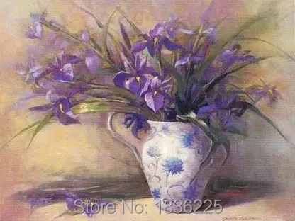 100% hand painted wall painting purple flower pictures oil paintings for living room paintings for Living Room home decor art