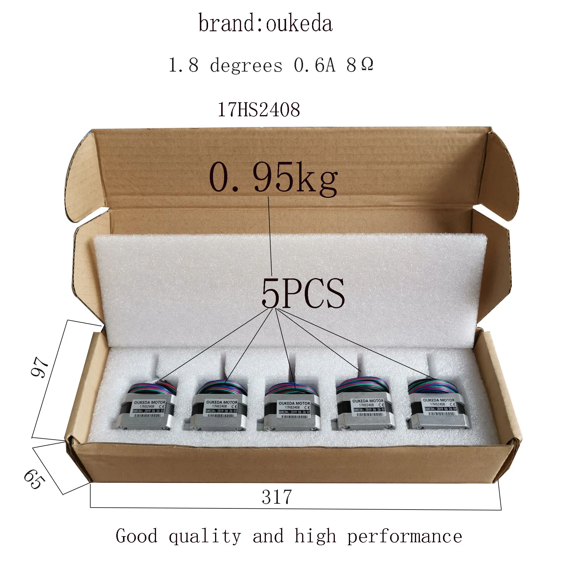 

10pcs 17HS2408 4-lead Nema17 Stepper Motor 42 motor 42BYGH 0.6A CE ROSH ISO CNC Laser and 3D printer