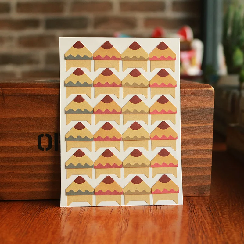 48 Pcs/Lot Colored Pencils Crayons Corner Paper Scrapbooking DIY Stickers For Photo Album Protect Photo Frame Albums Decorations