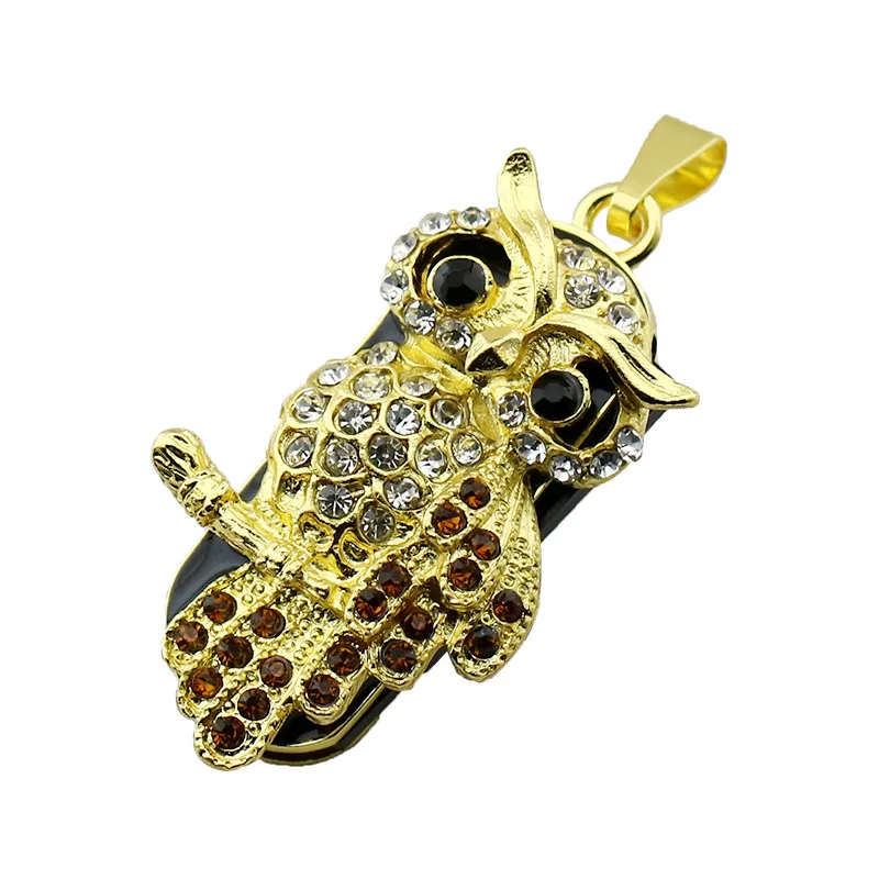 Золотой и серебряный цвет; Со стразами Хрустальное колье сова Usb флэш-накопители 8 Гб оперативной памяти, 16 Гб встроенной памяти, USB флэш-память 2,0 мини памяти накопитель флеш-накопитель флэш-карты