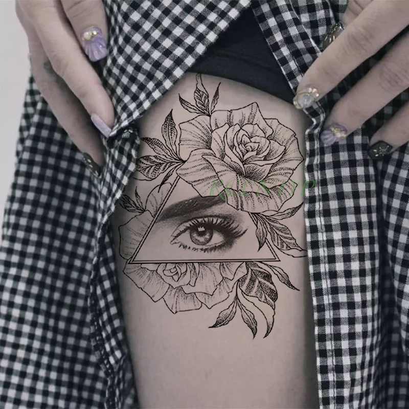 Waterproof Temporary Tattoo Sticker Rose Flower Eye triangle fake tatto flash tatoo tatouage temporaire leg arm for women girl