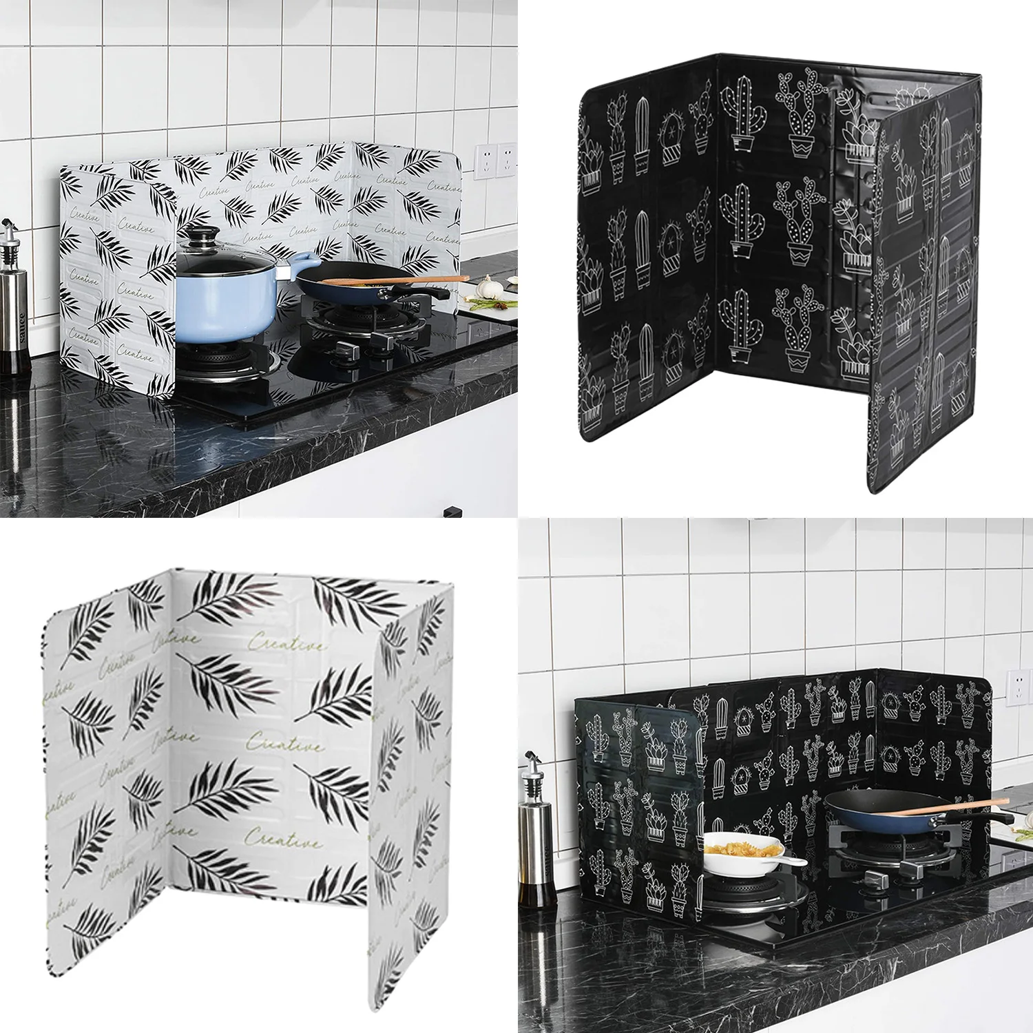 

Behogar Foldable Gas Stove Oil Splatter Screen Guard Anti-oil Aluminium Foil Pannel Baffle for Home Kitchen Cooking Tools