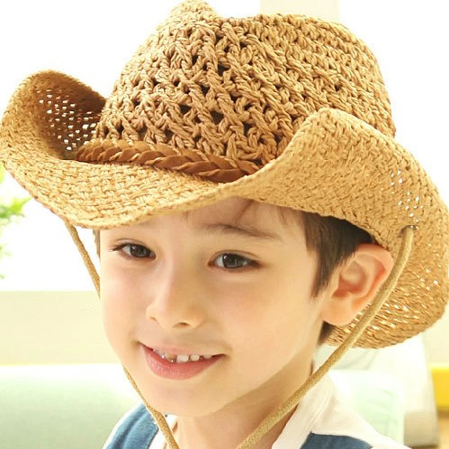 Sombrero de vaquero para niño y adulto, gorra de paja para playa, Posee, 2, 3, 4, 5, 6 y 7 años