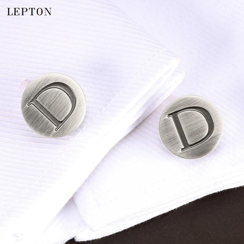 

Lepton Letters D of an alphabet Cufflinks For Mens Antique Silver plated Round Letters D cuff links Men shirt cuffs Cufflinks