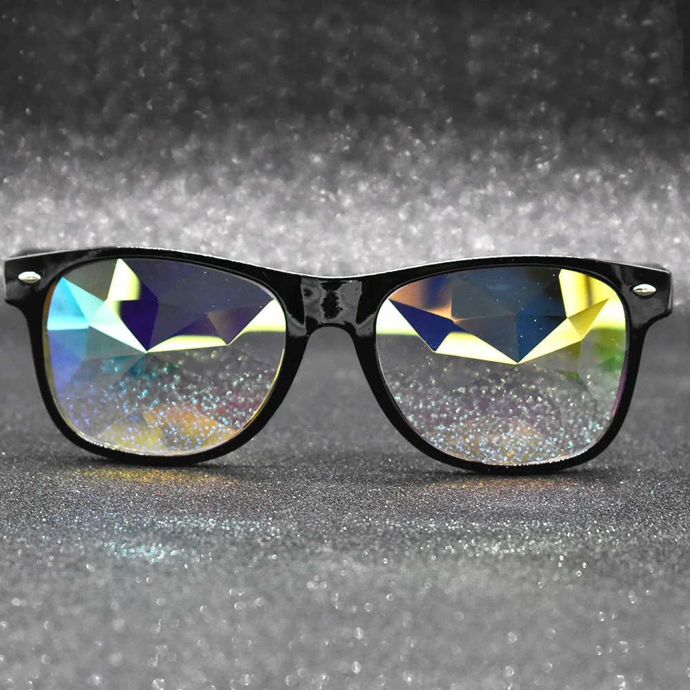 Trendy Square Party Sunglasses Women Men Fashion EDM Light Diffraction Futuristic Rave Festival Sun Glasses Psychedelic Prism