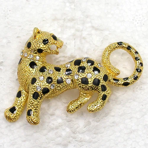 60pcs/lot Mixed Color (Can Notes Color) Wholesale Fashion Brooch Rhinestone Enamel Leopard Pin brooches Jewelry Gift C101780