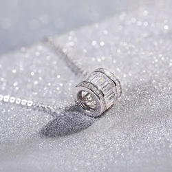New Fashion 925 Sterling Silver Jewelry Round Ball Simple Exquisite Female Wild Crystal Clavicle Chain Pendant Necklaces XL059