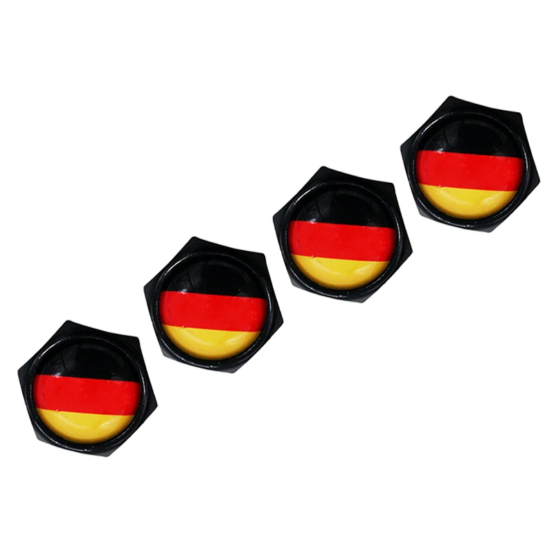 HAUSNN 4Pcs/Pack Car Accessories for VW Audi Benz BMW Germany Flag Logo Sticker Wheel Tire Valve Caps Stem Covers Auto Styling