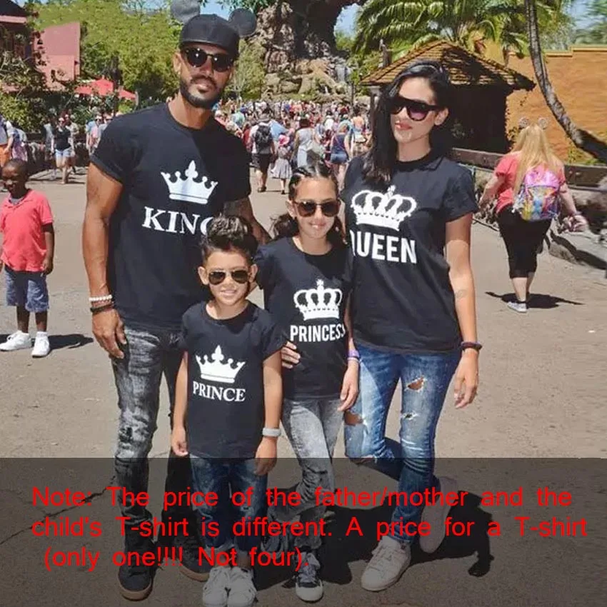 Family matching clothes outfits look father mother daughter son king queen crown tshirt clothing daddy mommy and me baby dresses