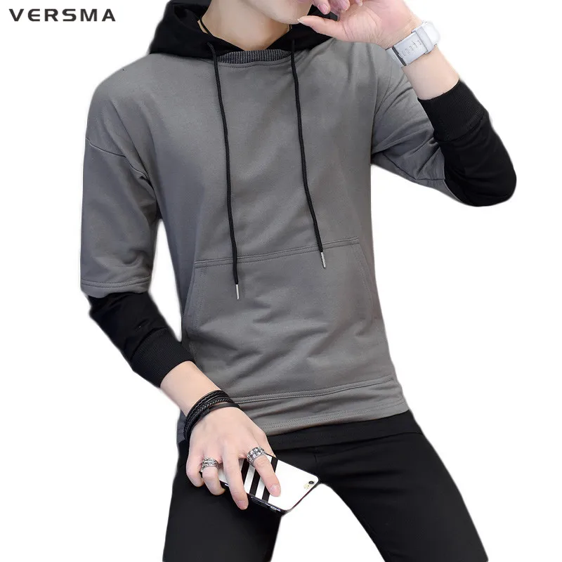 

VERSMA Autumn Hooded Gray Plain Hoodie Sweatshirt Tracksuits Men Hip Hop Streetwear BF Oversized Men Sweatshirt 5XL Dropshipping